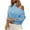 Sky Blue, variant on Women's Floral Print Turtleneck Neck Halters Long Sleeve Tops One Shoulder Puff Long Sleeve Blouse