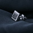 thumbnail image 4 of Dazzlingrock Collection 0.08 Ctw Black & White Diamond 6.5mm Square Micropave Hip Hop Iced Out Stud (1Pc Only) in Sterling Silver, Screw Back,Unisex Design Ladies,Mens Real Diamond Earrings, 4 of 6