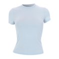 thumbnail image 4 of Womens T-Shirts Short Sleeve Solid Round Neck Stretchy Cropped Tops Lightweight Soft Comfy Slim Fit Workout Running Tees, 4 of 5