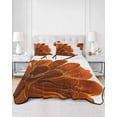 thumbnail image 3 of Burnt Orange Twin Size Down Alternative Comforter, Lightweight Comforter Quilt Bedding Set with Pillow Shams Sparkle Gold Stained Floral Flower Art All Seasons Bed Comforter Duvet Insert 68"x86", 3 of 7