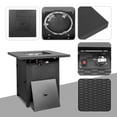 thumbnail image 4 of 28 Inch Propane Fire Pit Table, 50,000 BTU Steel Propane Firepit with Lid & Pulse Ignition System, Outdoor Gas Fire Pit Table with Lava Rock & Imitation Rattan Weave Texture for Backyard Patio Garden, 4 of 7