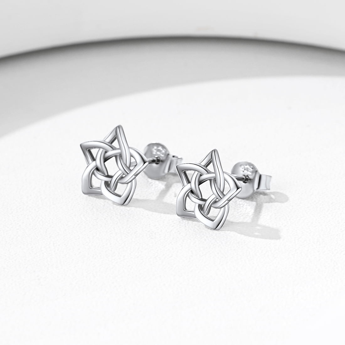 ChicSilver 925 Sterling Silver Stud Earrings Pentagram Earrings Knot Earrings for Women Small Stud Earring Tiny Delicate Star Studs Earring