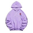 thumbnail image 2 of Cotton-Blend Hoodie Unisex Rose Letter Print Hooded Pullover Kangaroo Pocket Sweatshirt Womens Tops Fall Fashion 2023 Purple, 2 of 4