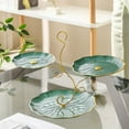 thumbnail image 6 of 3-Tier Leaf Design Fruit Tray | Large Capacity Snack & Dessert Serving Platter | Green Plastic Storage Tray with Handle | 40X32X26Cm for Parties & Home Use, 6 of 6