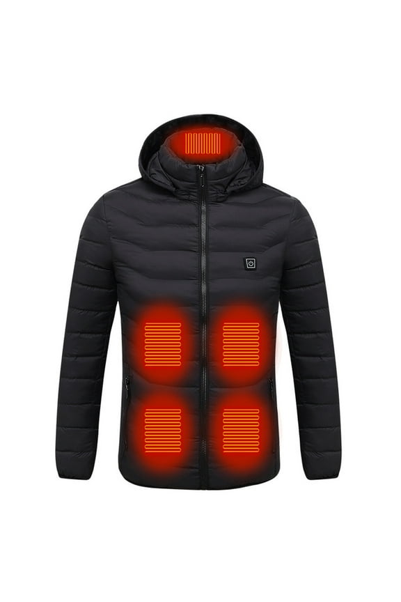 Heated Jacket 11 Areas USB Men Women Winter Outdoor USB Rechargeable Heating Jackets Warm Sports Thermal Puffer Coat Clothing for Hiking Skiing(Black,XXL)