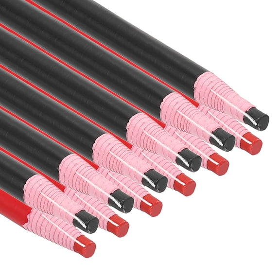 Uxcell Peel-Off China Markers, 12 Pack Grease Wax Pencils Wood for Glass Garments Drawing Film Paper Vinyl Metal, Black/Red
