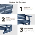 thumbnail image 3 of Innovaze HIPS Patio Glider Bench with Cup Holders, Durable Poly Lumber Material, All-Weather Resistant, Heavy Duty 900 LB, for Outdoor, Patio (Navy Blue, 3-Seat), 3 of 11