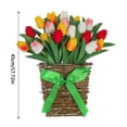 thumbnail image 3 of Tulips Wreath Spring Summer Floral Basket Imitation Flower Door Hanging Decoration for Home Indoor Outdoor Wedding Welcome Decor, Vsgery, 3 of 5