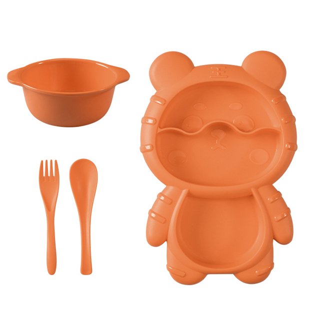 Meal Set, Portion Control Divided Plate with Fork and Spoon for Kids