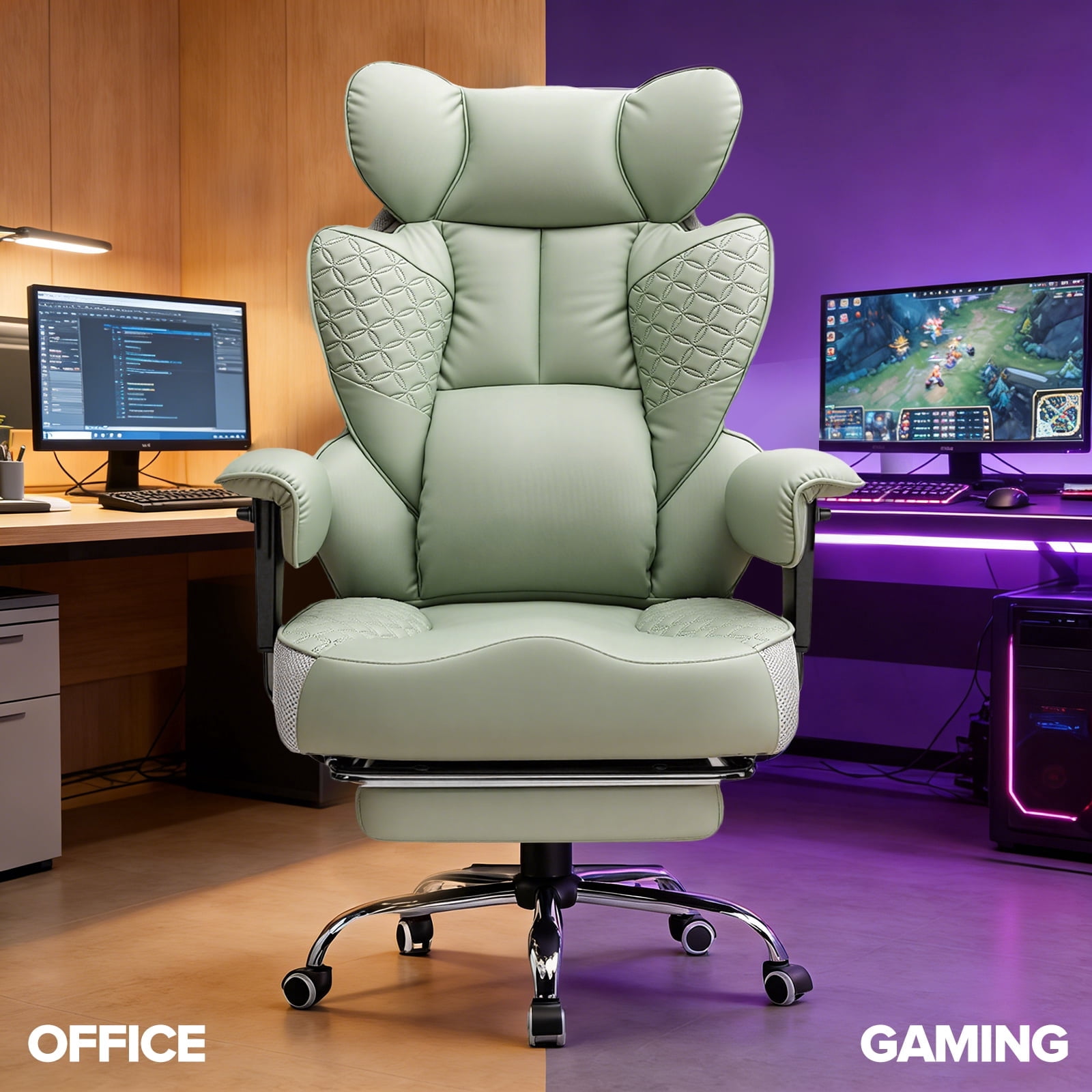 CloudRest Pro 400lbs Executive heavy duty office chair, High Back Ergonomic Computer Desk Chairwith Lumbar Back Support, Green