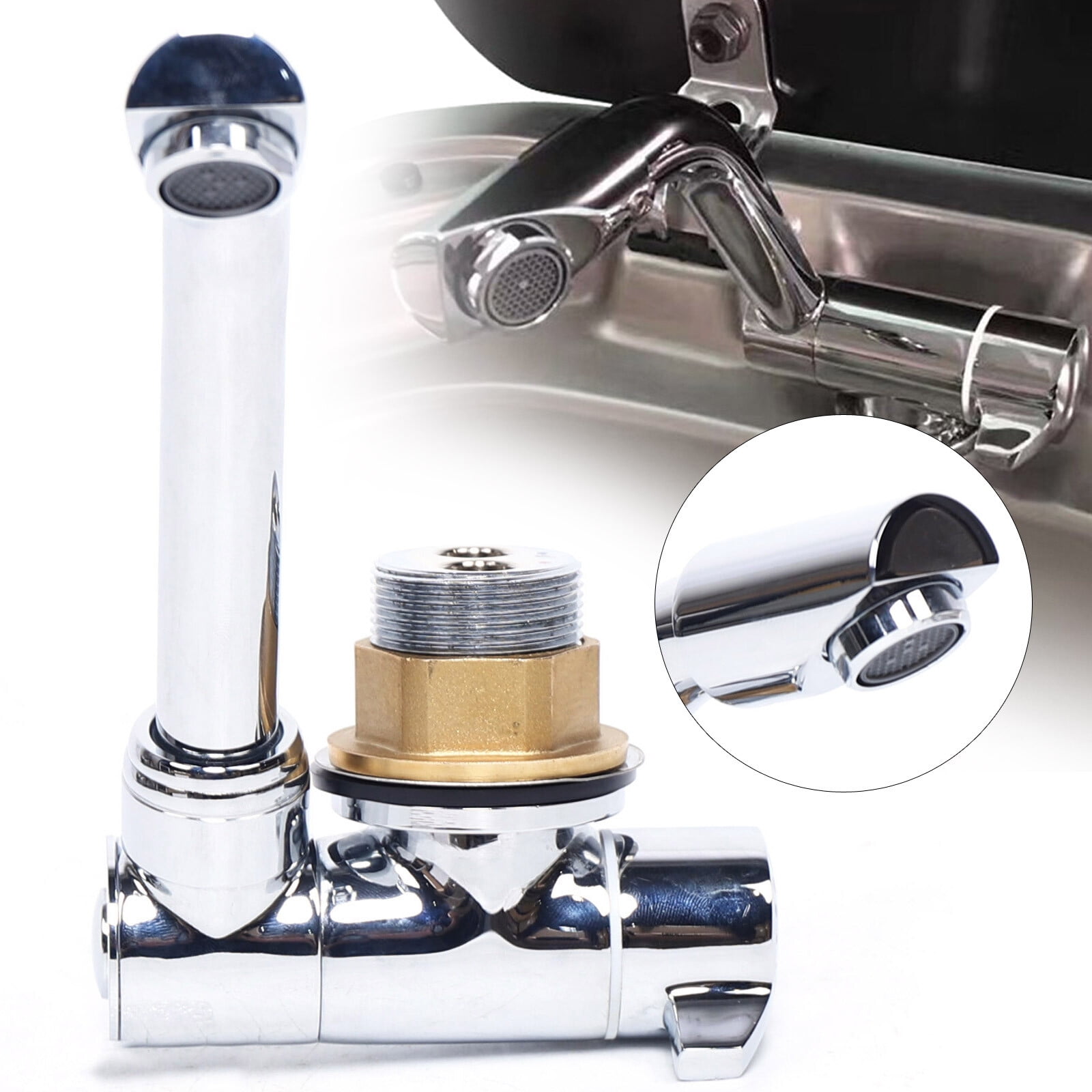 Boat RV Caravan Camper 360 Turning Cold Hot Folding Kitchen Faucet Tap Polished Silver for Caravans, Homes