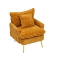 thumbnail image 7 of Modern Accent Chair,Armchair,Corduroy Fabric Sofa Chairs with Pillow,Upholstered Armchair for Living Room,Bedroom,Yellow, 7 of 7