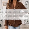 thumbnail image 4 of Dzrciro Corduroy Jacket Women, Plus Size Long Sleeve Lapel Button Brown Blazer Jacket with Ruffle Hem and Lace Cuffs, Elegant Fall Outerwear Jacket L, 4 of 8