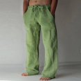 thumbnail image 1 of CHUANK Linen Clothing For Men Contemporary Comfortable Quality Soft Linen Solid Color Trousers With Pocket Drawstring Casual Pants, 1 of 7