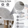 thumbnail image 2 of ICEANT 110 inch Linen Textured Tablecloth with Tassel, Round Grid Pattern Waterproof Wrinkle Free Table Cover, Spill-Proof Table Cloth For Dining Room & Living Room, Grey, 2 of 6