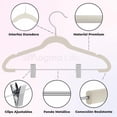 thumbnail image 3 of MAGMALIFE Set de 30 Ganchos de Terciopelo con Pinza Ajustable, 42 cm, Ganchos Antideslizantes y Resistentes, con Gancho Giratorio, Ideal para Pantalones, Faldas, Jeans y Camisas (Beige), 3 of 9