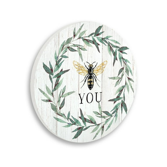 Stupell Industries Bee You Quote Farm Floral Insect Pun,12 x 12,Design By Elizabeth Tyndall