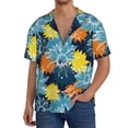 thumbnail image 3 of Vsdgher Sunflowers Print Men's Wrinkle Free Untucked Cuban Shirt Business Casual Button Down Shirts Short Sleeve Shirt, 3 of 7