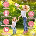 thumbnail image 6 of Wisairt Bubble Machine, 80 Holes Bubble Blowing Toys with Replaceable Nozzles, 2 Bubble Solution and Colorful Lights, Bubble Toys Outdoor Birthday Party, Pink & White, 6 of 10