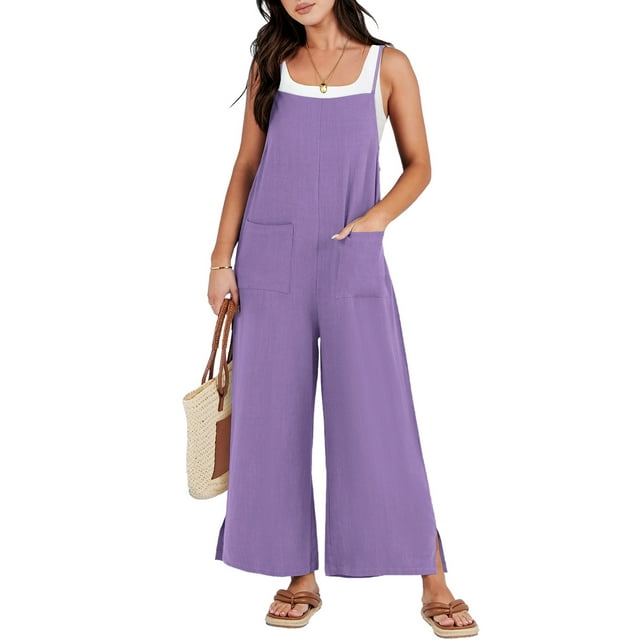 Fankiway Combinaison Pantalon à Bretelles Sans Manches Décontractée d'Été Unie avec Poches pour Femmes Grande Taille Liquidation Pantalons pour Femmes Liquidation