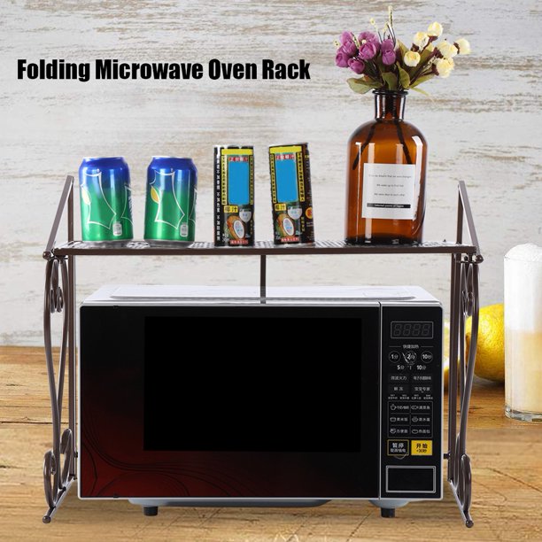 OTVIAP Microwave Oven Rack,Heavy Duty Iron Folding Microwave Oven Rack