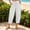White, variant on Women's Linen Harem Pants Baggy Drawstring Waist Casual Contrast Stitching Wide Leg Barrel Pants with Pockets White XL(XL)