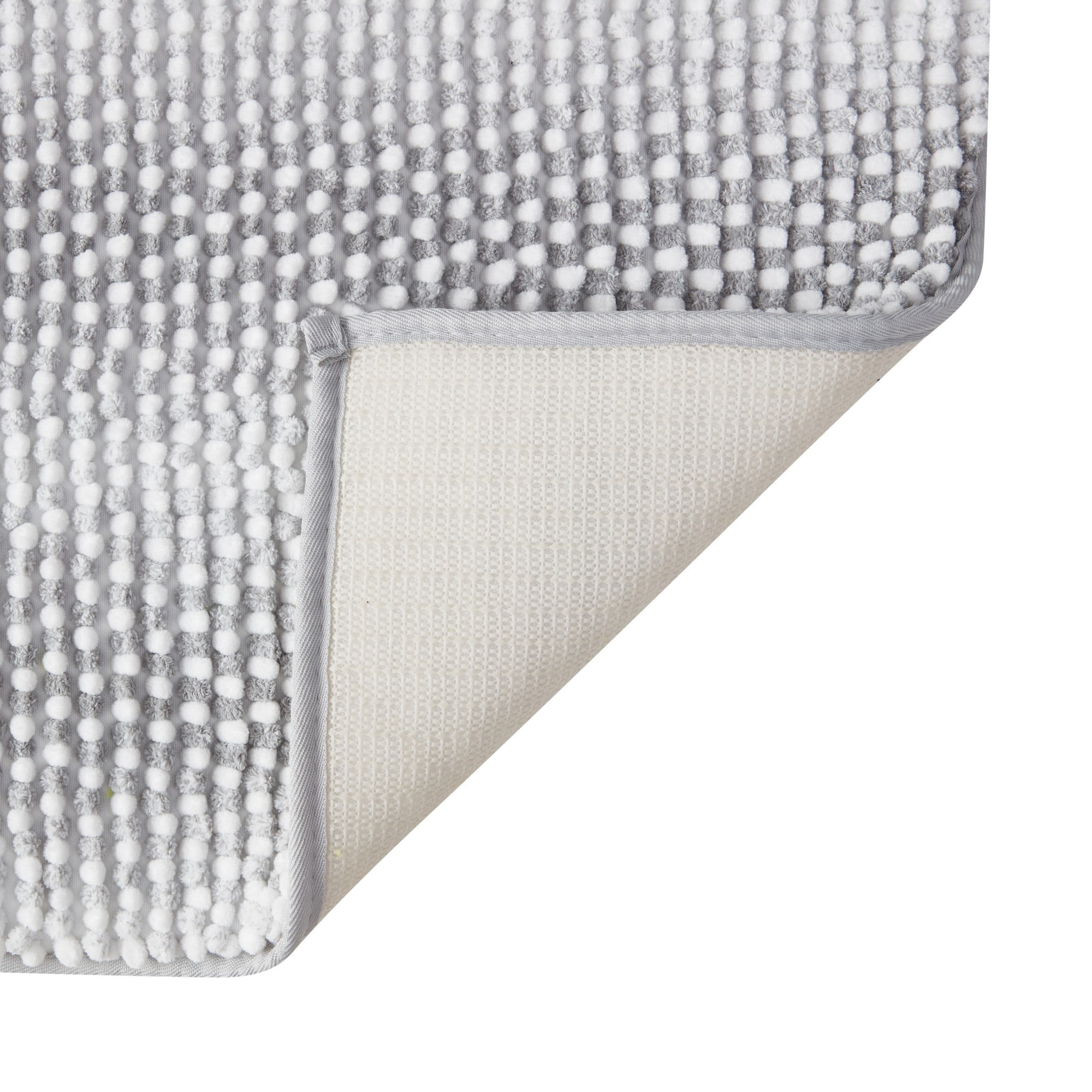 VCNY Home Memory Foam Noodle Grey Heathered Stripe Polyester Bath Rug, 20" x 30"