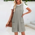 thumbnail image 3 of Simua Women's Summer Sleeveless Romper Casual Solid Color Ribbed Loose Shorts Jumpsuit Overalls Outfits with Pockets, 3 of 7