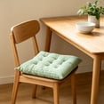 thumbnail image 4 of Thick Striped Corduroy Square Seat Cushion with Fixed Ties 38x38cm Office Dining Window Futon Chair Pad,Green, 4 of 6