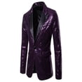 thumbnail image 1 of Gureui Men Formal Long Sleeve Sequin Blazer Suit Shiny One Button Lapel Jacket Coat Casual Tuxedo Wedding Party Stage Singer Banquet Prom, 1 of 4