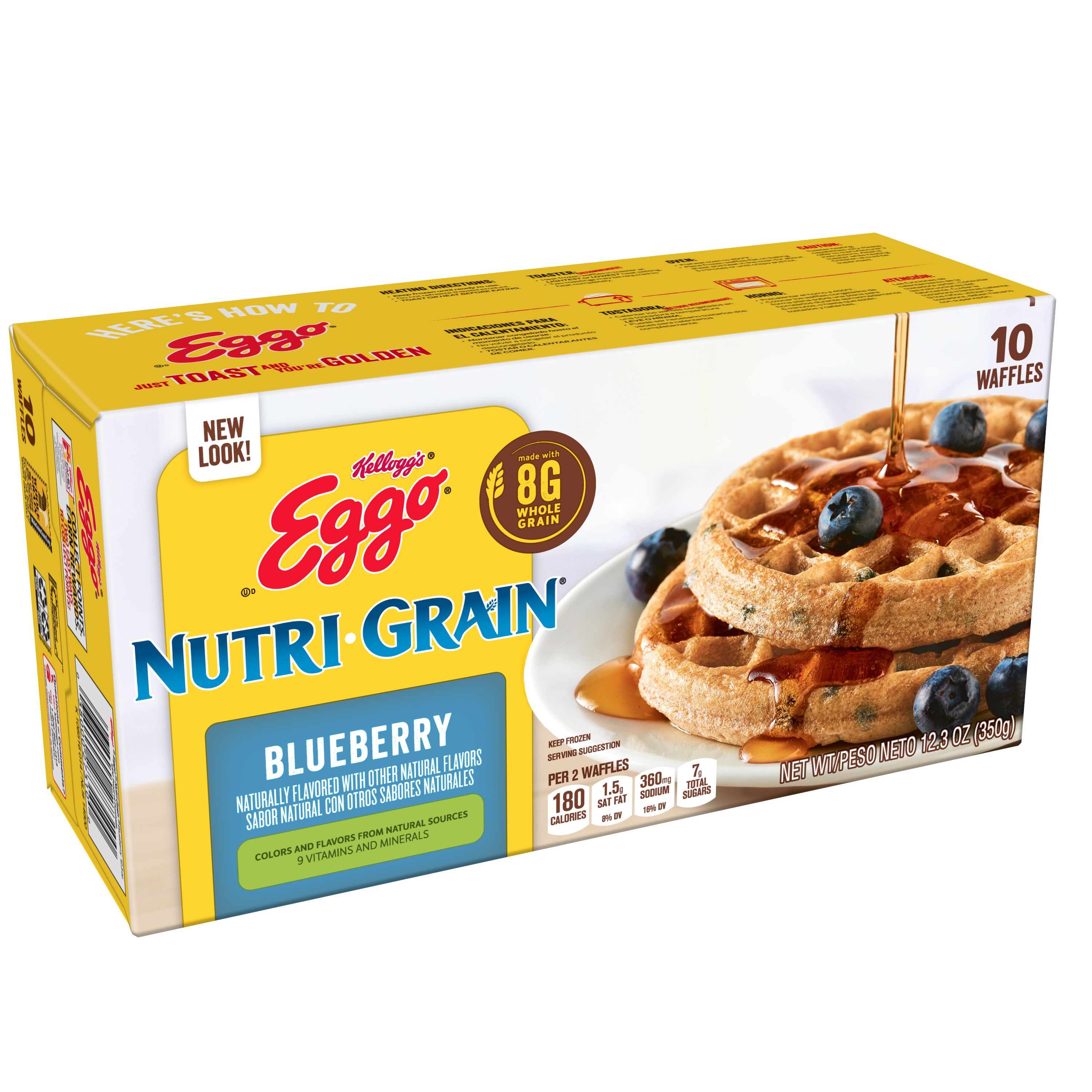 Eggo NutriGrain Frozen Waffles, Blueberry, 12.3 Oz, Box, 10 Ct, Frozen Walmart Inventory