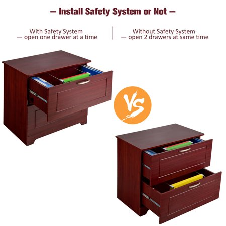 Gymax 2 Drawer Lateral File Cabinet W Adjustable Pole For Legal Letter Size File Brown Walmart Canada