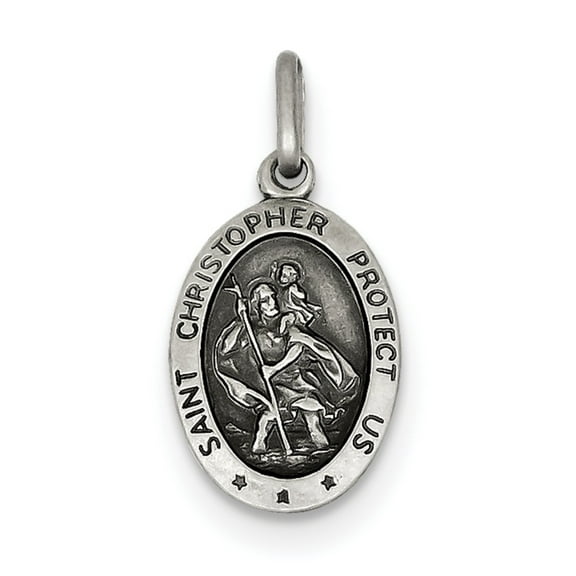 Sterling Silver St. Christopher Medal (25 X 12) Made In Italy qc3555