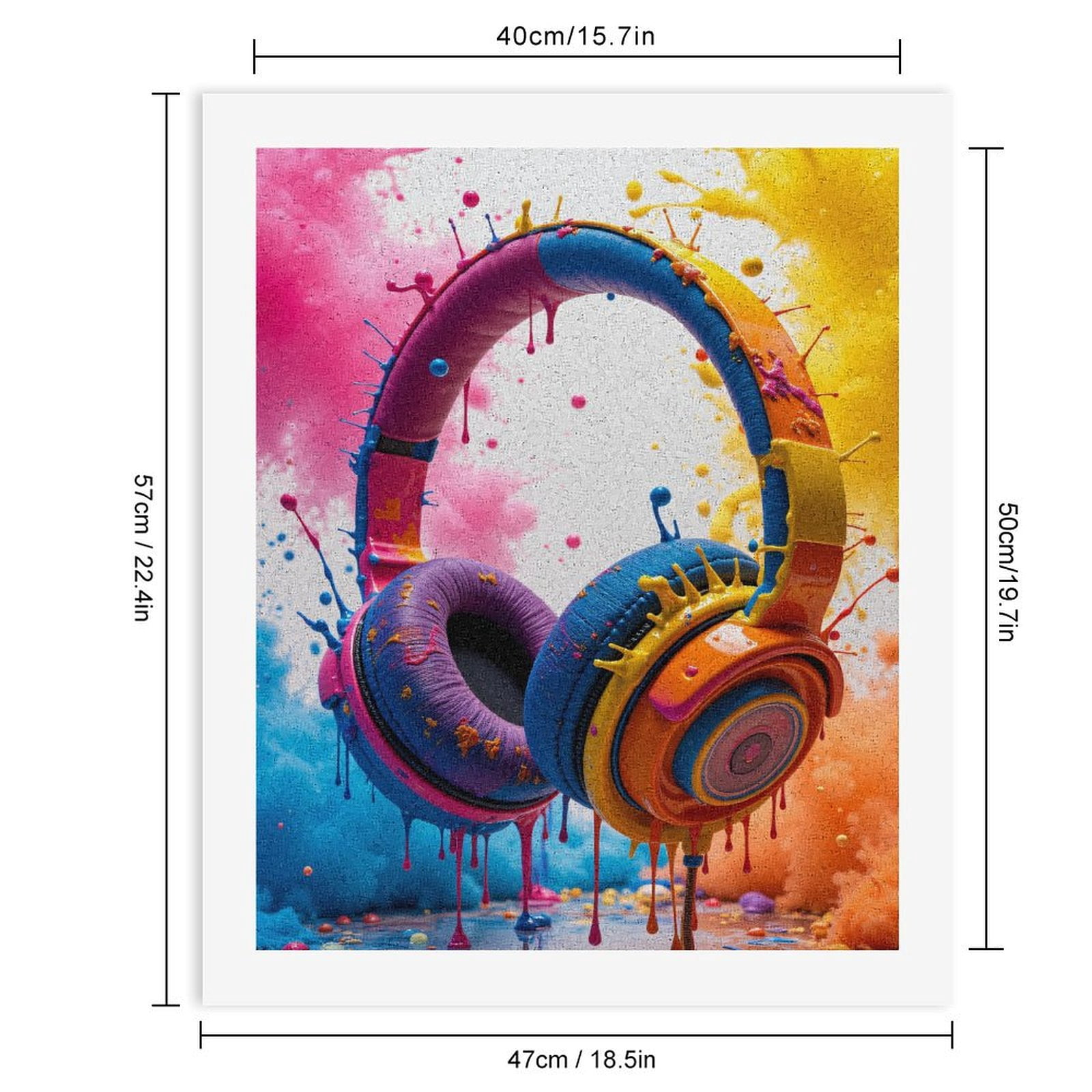 Paint by Numbers Kit for Adults, Colorful Splatter Headphone Art Paint by Numbers, Easy Paint by Numbers Kit for Adults Beginner, DIY Adult Paint by Number Kits on Canvas, Home Decor