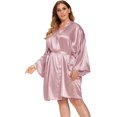 thumbnail image 3 of GFDYREE Women's Plus Size Satin Robes Plus Size Silky Kimonos Robes Sleepwear,Short, 3 of 5