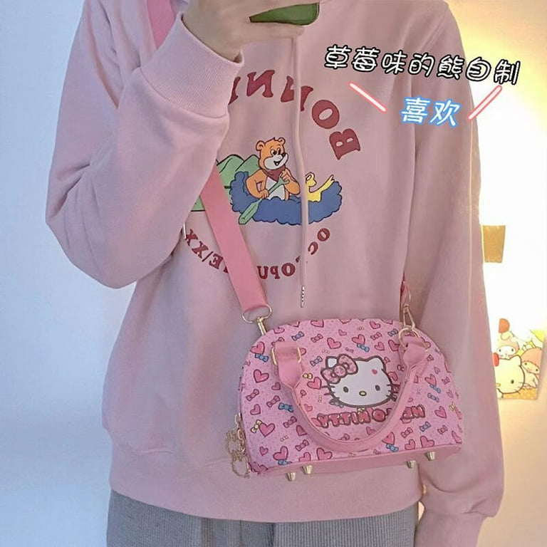 Sanrio Hello Kitty Girl Messenger Bag Cute Girl Handbag Large Capacity  Shoulder Bag