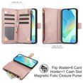 thumbnail image 6 of Dteck for Samsung A36 5G Case, Crossbody Shoulder Strap RFID Blocking Shockproof Magnetic Closure Flip Stand Card Slot Wallet Zipper Lanyard Phone Case Cover, Rosegold, 6 of 11