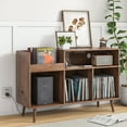 thumbnail image 3 of Large Record Player Stand, Vinyl Record Storage Holder, Record Player Table with Power Outlet (walnut), 3 of 7