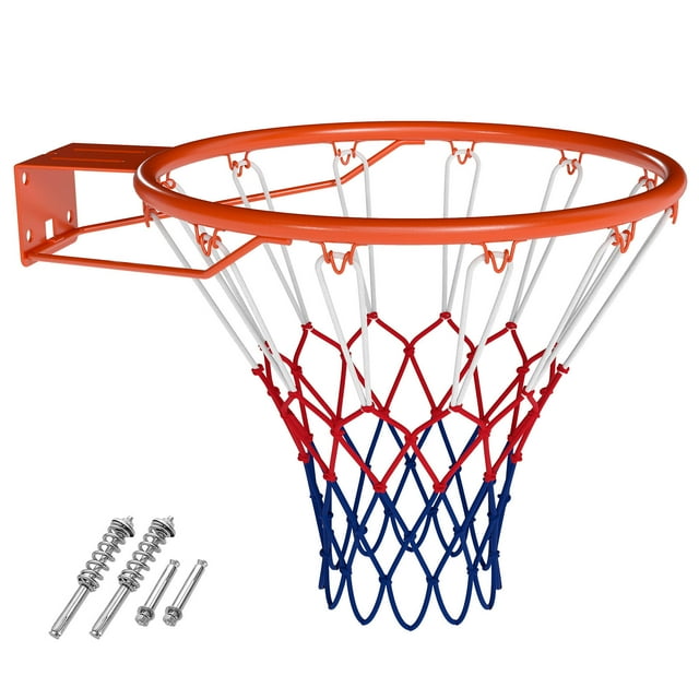 Costway 18" Basketball Rim with Double Springs & All Weather Net for Indoor & Outdoor Orange