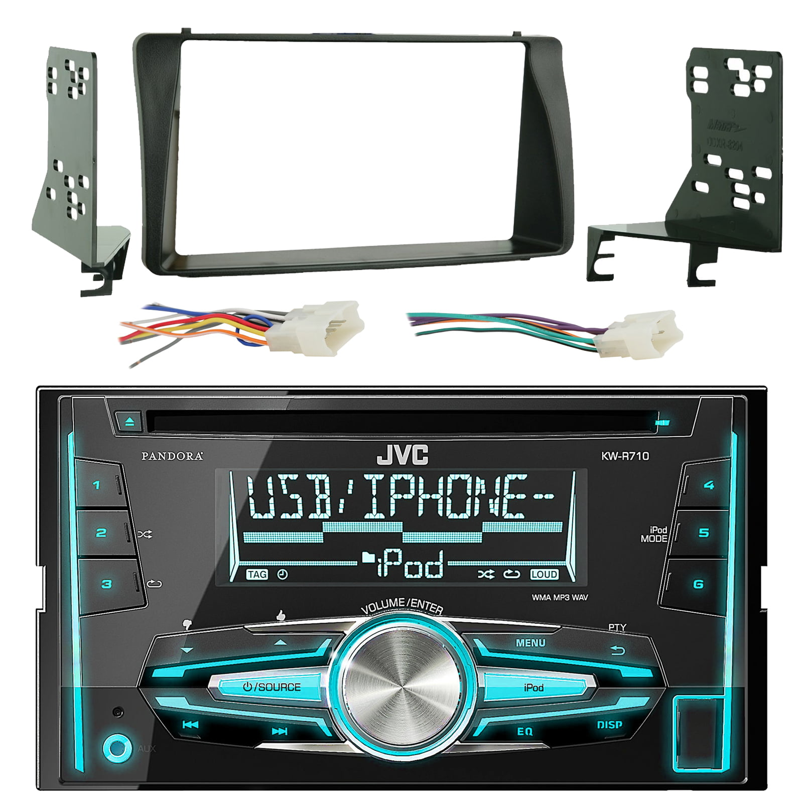 Gepensioneerd lunch Wiskunde JVC KW-R710 Double Din Bluetooth CD MP3 Player Stereo Receiver Bundle Combo  With Metra 2-Din installation Dash Kit + Wiring Radio Harness & Wireless  Handset For 2003-08 Toyota Corola Car Vehicles -
