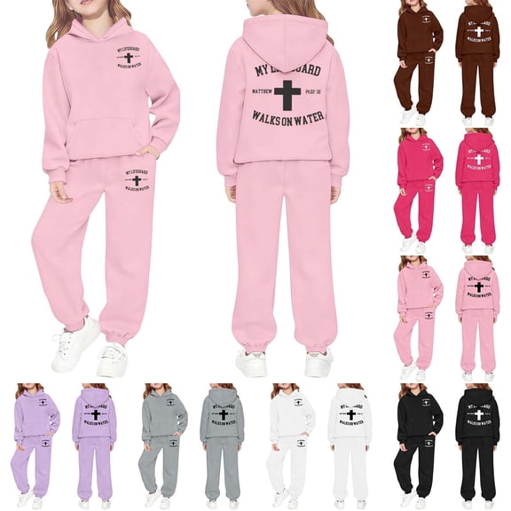 Muxikeji Clothes Back to School Outfits for Girls,Girl Outfits Size 6 Cartoon Print Long Sleeve Casual Hoodie Pullover tops and Pants Children'S Clothing