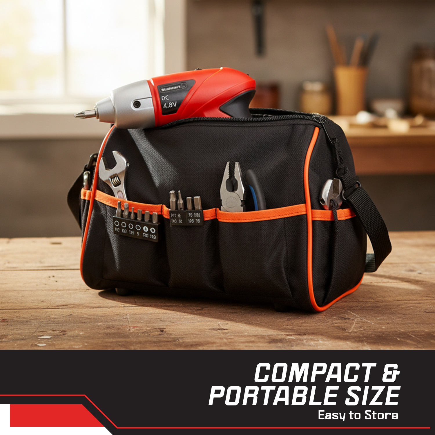 Stalwart 4.8V Cordless Screwdriver Kit, 25-Piece Set Red photo 8