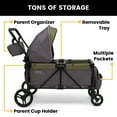 thumbnail image 3 of Jeep Sport All-Terrain Stroller Wagon by Delta Children - Includes Canopy, Parent Organizer, Adjustable Handlebar, Snack Tray & Cup Holders, Grey/Olive Green, 3 of 17