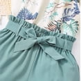 thumbnail image 6 of Huowey Girls Summer Outfit Floral Print Sleeveless Halter Neck Tan Top Elastic Waist Cute Bow Shorts Two Piece Fashion Cozy Breathable Clothes Set Vacation Dailywear,Sky Blue,12Y, 6 of 9