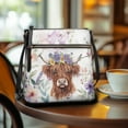thumbnail image 3 of LedBack Highland Cow Print Leather Crossbody Purse for Women Lady, Large Zipper Shoulder Bag Hobo Bag Satchel Handbag with Adjustable Strap for Travel Shopping Work, Purple, 3 of 7