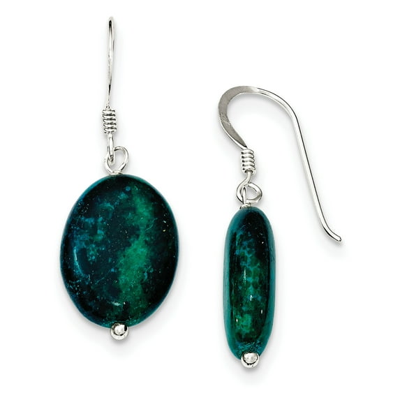 Sterling Silver Serpentine Earrings (33 X 14) Made In Thailand qe12837