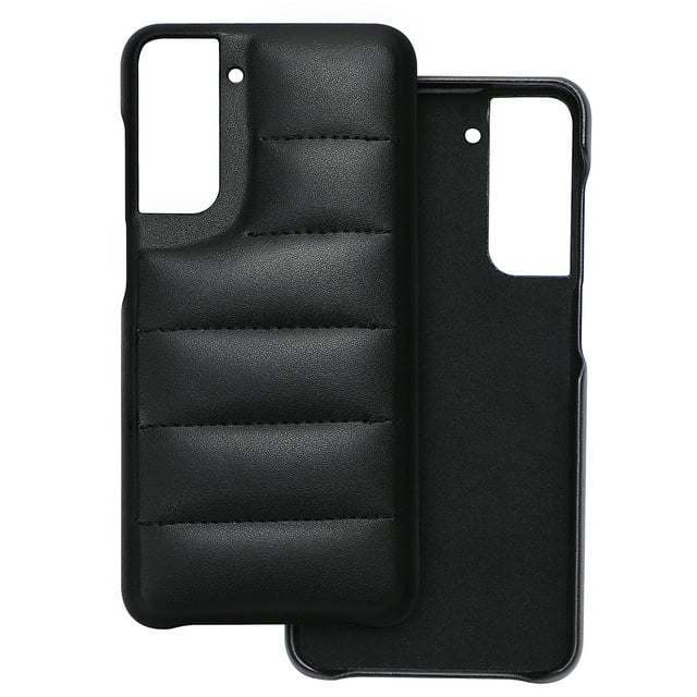 Hot Off for Samsung Galaxy S21 Case, Nappa Leather Puffer Phone Case, Galaxy S21 Case [Full Body Protection] [Non-Slip] Shockproof Protective Phone Case, Black for Galaxy S21