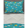 thumbnail image 3 of Ocean Comforter & Sham Bedding Set, Marine Pattern with Ships Submarines Colorful Fish and Whales Nautical Arrangement, 3 pcs Duvet Set Microfiber Filling Quilt, 5 Sizes, Multicolor, by Ambesonne, 3 of 4