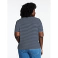 thumbnail image 3 of Terra & Sky Women's Plus Size Crewneck Top with Short Puff Sleeves, Size 0X-4X, 3 of 5