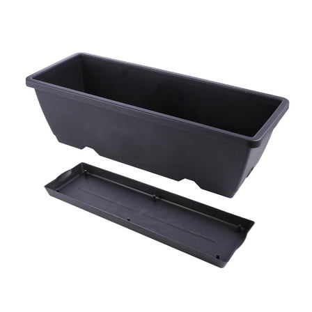 MEIBUTYUP Black Rectangular Plastic Planter with Drainage Holes for Indoor and Outdoor Plants